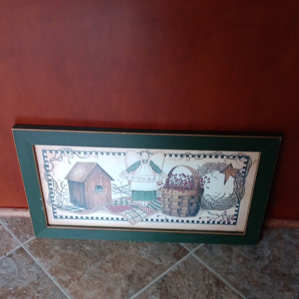 Framed Country Wall Art with Green Border